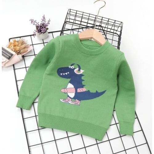 Spring Autumn Sweaters for Boys Lovely Cartoon Dinosaur Knitwear Long Sleeve Warm Children Clothing