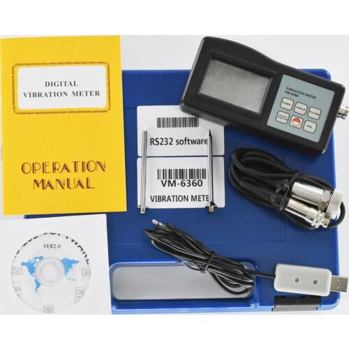 VM-6360 Digital Vibration Tester Meter Analyzer with CD Software and Cable 0.01-400mm/s True RMS Vibrometer