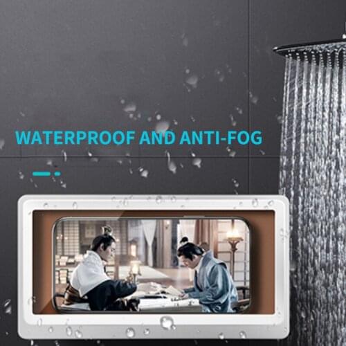 Waterproof Home Wall Mobile Phone Box Self-adhesive Holder Touch Screen Bathroom Phone Shell Shower Sealing Storage Box
