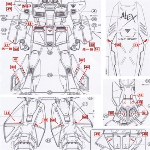 High quality DIY Water Slide Stickers for Bandai MG 1/100 RX-78 NT-1 Gundam Alex ver 2.0 Model Decal