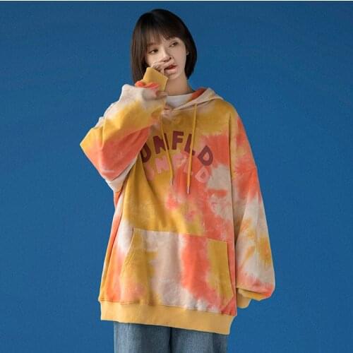 Womens Sweatshirt Autumn Winter Hooded Sweatshirts Casual Loose Oversized Hoodie Tie Dye Plus Size Plus Velvet Hoodies Women