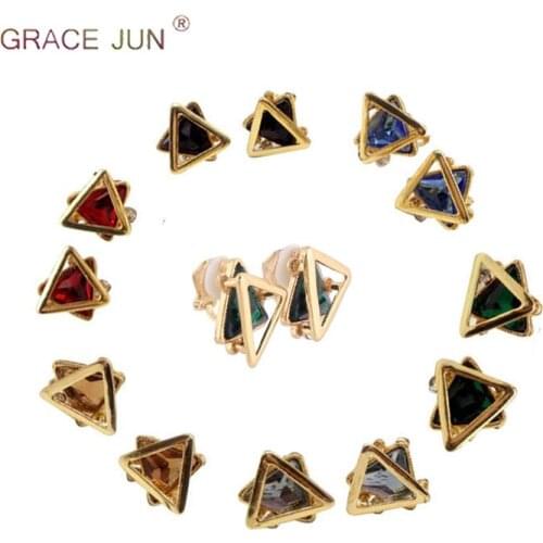 2019 New Arrival Clip on Earrings No Pierced for Women Fashion Wedding Crystal Geometric Cuff Earrings Needn't Ear Hole Earrings