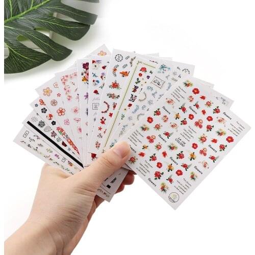 1 Pc Nail Sticker Colorful Flower Style Colorful 3D Self Adhesive Sticker Nail Decoration Tools
