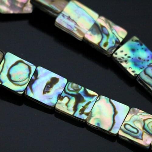 12mm across corners square natural abalone shell charms fit diy chain necklace for women loose beads jewelry making 16inch B1162