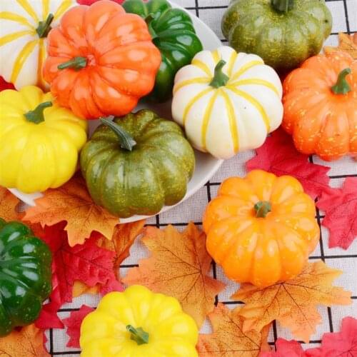 12PCS Halloween Pumpkin Assorted Artificial Pumpkin Photo Prop Table Ornament Mini Fake Vegetable Simulation Halloween Pumpkin