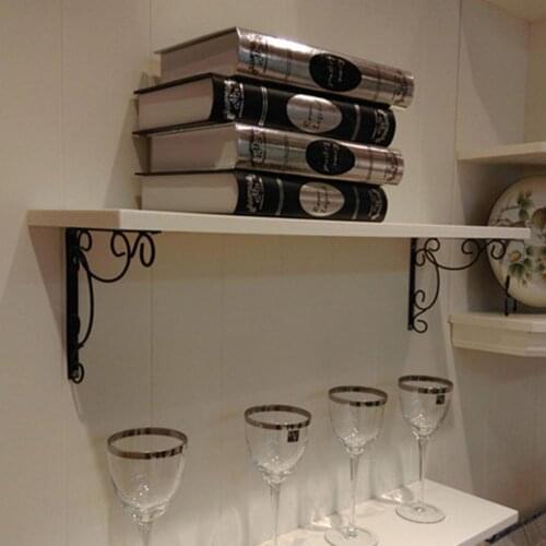 2Pcs Cast Iron Vintage Wall Mounted Triangle Shelf Brace Support Bracket Holder Decorative Shelves Useful