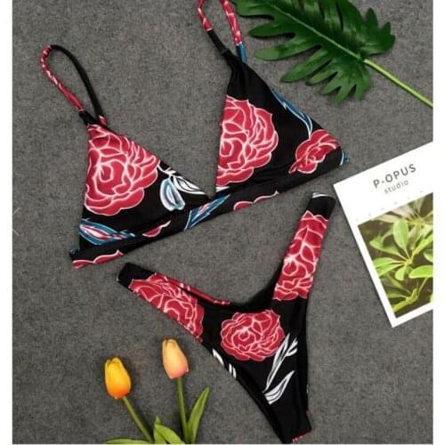2020 AliExpress hot swimsuit European and American rose split bikini XYY-129