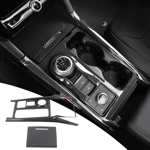Carbon Fiber Car Gear Shift Cup Holder Panel Cover Decoration for Ford Explorer 2019 2020