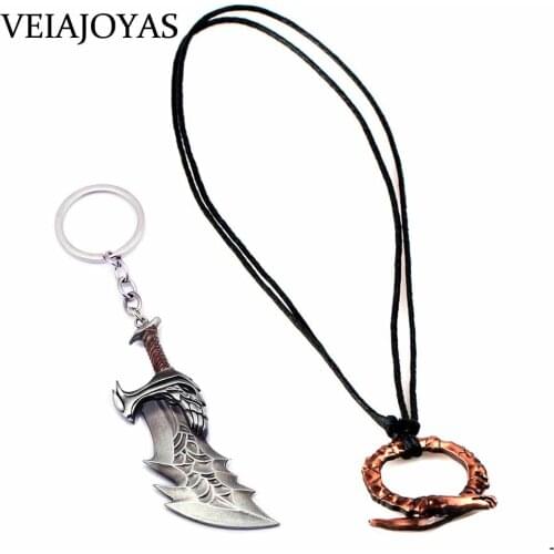 Game GOD OF WAR 4 Retro Amulet Pendant Necklace Personality Kratos Sword Metal Keychain Jewelry Accessories Christmas Souvenir