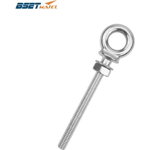 BSET MATEL M8*80mm Marine Grade 316 stainless steel longer Lifting Eye Bolts lift eye bolt Screws Ring Loop Hole for Cable Rope