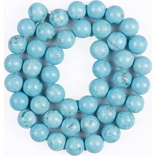 Natural Blue Pine Stone Beads Brown Texture Round Smooth Loose Beads for Making DIY Bracelet Neckalce Accessories 4/6/8/10/12mm