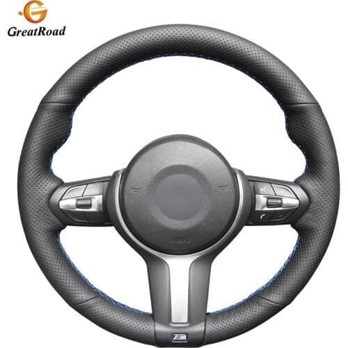 Black Genuine leather Car Steering Wheel Cover for BMW F87 M2 F80 M3 F82 M4 M5 F12 F13 M6 X5 M F86 X6 M F33 F30 M Sport