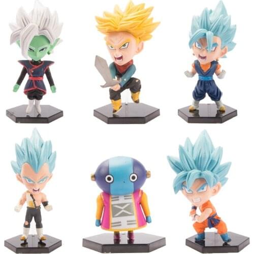 6Pcs/Set 14-16cm Dragon Ball Z Super Saiyan Son Goku Vegeta Son Gohan Zen’O Trunks Kawaii PVC Action Figure Model Toys Kids Gift