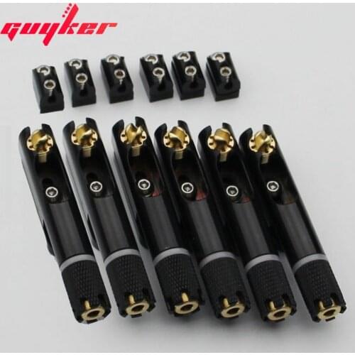 Guyker Guitar Bridge Headless Fanned Fret -Single Fixed Brass Fan Bridges for 6 String Electric Guitar