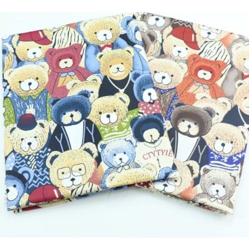 50*160CM Teddy Bear Printed Cotton Fabric Handmade Sewing Materials For Kids Clothes Home Textile Bedding Making All Seasons DIY