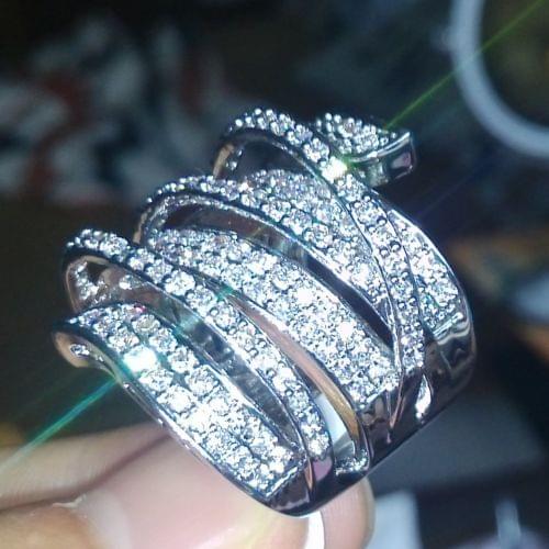Size 6/7/8/9 Jewelry Hot sale Brand Vintage 10kt white gold filled AAA CZ Gem Simulated stones Engagement Wedding Ring gift