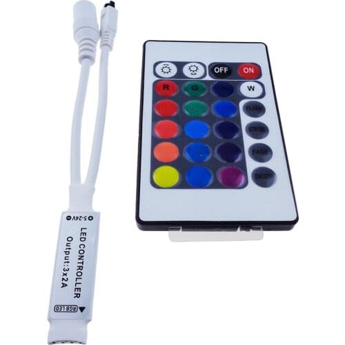 Controller Mini DC12V 24Key RGB IR Remote Controller With Mini Receiver For 3528/5050 RGB LED Strip Light /Led Tape Controller