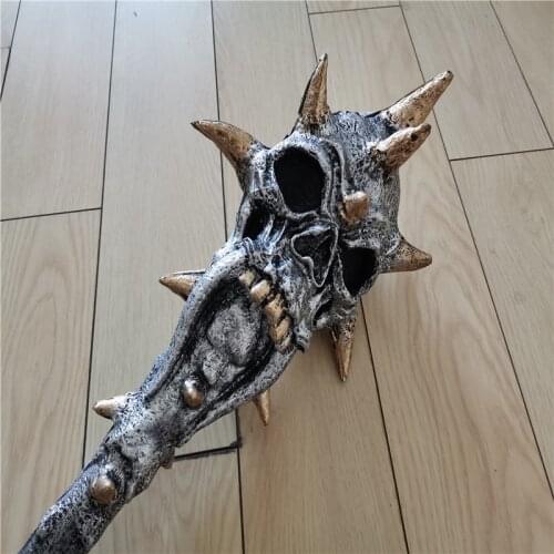 Cosplay 1:1 PU Skeleton Bone Mace Simulation Weapon COS Role Playing Halloween Tricky Anime Movie Props Toy Model Doll 71cm