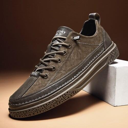 Luxury Suede Leather Men Handmade Shoes Flats Casual Mens Canvas Shoes Breathable Mens Business Walking Shoes Zapatos De Muje