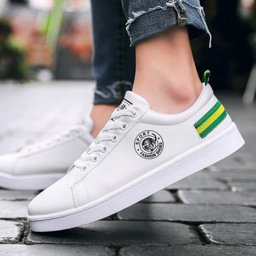 2019 Spring Autumn Men White Casual Shoes New Cool Street Men Shoes Male Lace-up Sneaker PU Shoes
