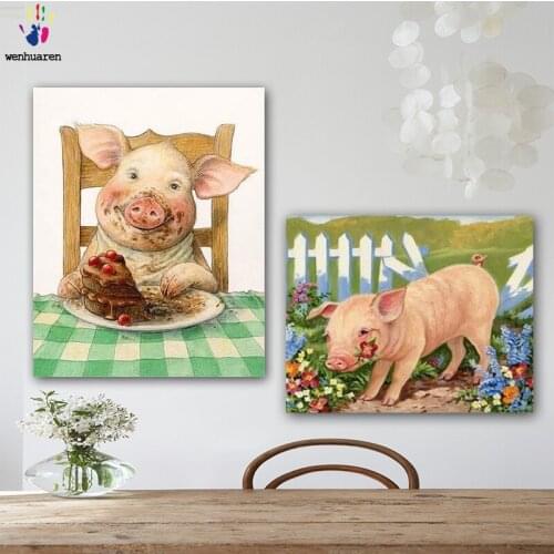 DIY colorings pictures by numbers with colors Lovely pig picture drawing painting by numbers framed Home
