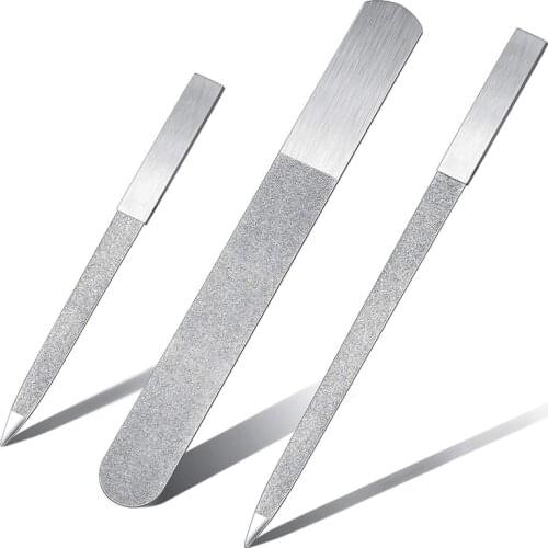 3-Piece Nail File Set Stainless Steel Double-Sided Nail File Buffer File Nail File Suitable for Salon, Family and Travel