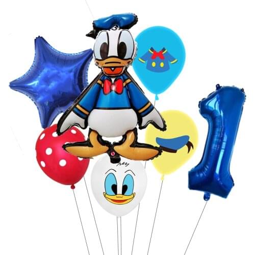 1Set Disney Mickey Mouse Donald Duck Happy Birthday Party Decoration 32inch Number Balloons Baby Shower Supplies Kids Toy Gift