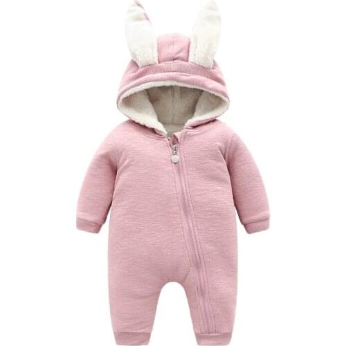 New Thick Warm Infant Baby Cute Rompers Winter Clothes Newborn Baby Boy Girl Romper Jumpsuit Hooded Kid Outerwear For 3-18M
