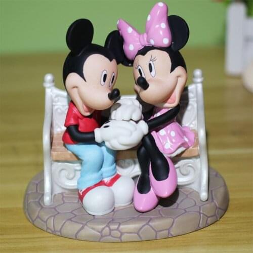 New style Disney co-branded Mickey Minnie sitting on a park chair ceramic ornament gift AG2614