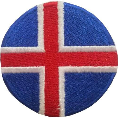 Iceland flag Computer embroidery patch 4.5CM fashion Embroidered Iron On Patches garment bag hat shoe phone Appliques accessory