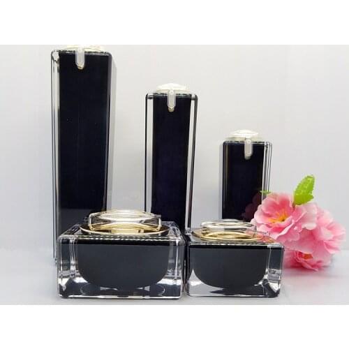 6pcs/lot 15/30/50g Black Empty Jar Bottle For Cosmetic Face Eye Essence Cream 30/50/100ml Makeup Beauty Cleanser Toner Emulsion