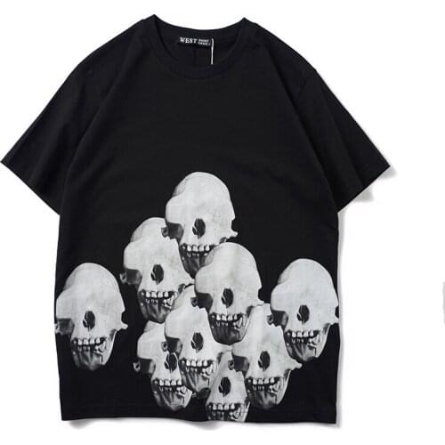 Luxury Men Novelty New High Full skull head T Shirts T-Shirt Hip Hop Skateboard Parkour Street Cotton T-Shirts Tee Top N155