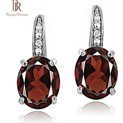 Bague Ringen Luxury 925 Sterling Silver Earrings for Women Red Purple Yellow Gemstone Wedding Earrings With Stones jewelry