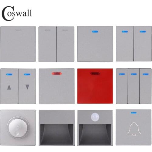 COSWALL Grey Gray Pulse Curtain Doorbell Dimmer 20A Water Heater Footlight Blind Cover Wall Light Switch Backlight DIY Module