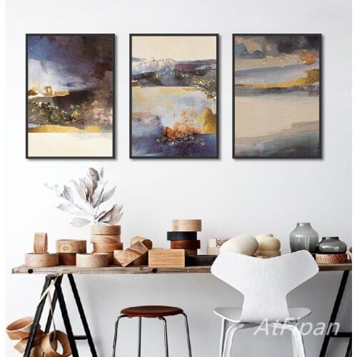 Nordic Abstract Geometric Gold Foil Golden Spots Decorative Painting Material For Living Room Home Background Wall Decor