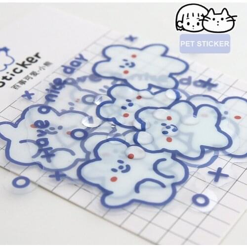 SKYSONIC Kawaii Bear Rabbit Stickers DIY Mobile Phone Decoration PET Cup Stickers Childdren Journal Bullet Stationery Sticker