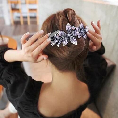 Rhinestone Flower Hairclip Hairpin Women Girls Hair Clips Pin Female Elegant Platypus Clip Beads Hairgrip Hair Accessories