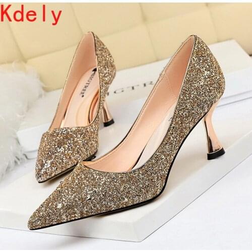 2021 Bling High Heels Dance Club Shoes Women Sexy Glitter Pump Paillette Stiletto New Luxury Party Shoe Wedding Pumps