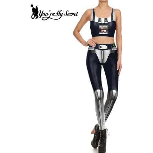 [You're My Secret] Fashion Cosplay Star Print Comic Robot Spandex Leggings Women Fitness Leggin Slim Workout Legging Pants