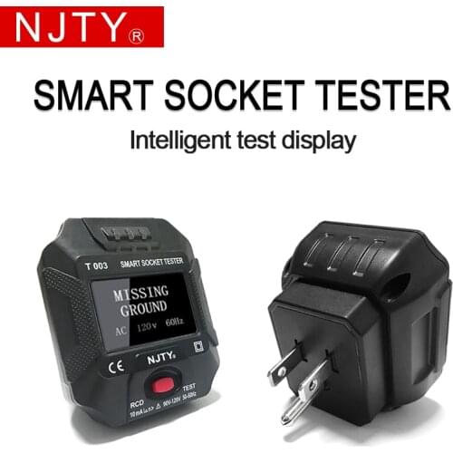 NJTY Smart Socket Tester AC Voltage Tester Ground Zero Line Plug Polarity Phase RCD Check Detector Outlet Checker EU US UK Plug