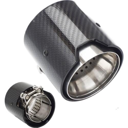 2Pcs Universal 63MM Air inlet OD 93MM OUT Glossy 100% Real Carbon Fiber Exhaust tip for M Performance