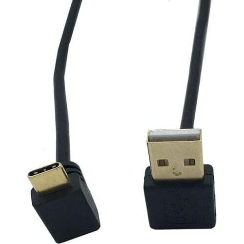 Up & Down Angled 90 Degree Gold-plated USB 3.1 type-c USB Male to USB male Data Charge connector Cable 25cm for Tablet phone