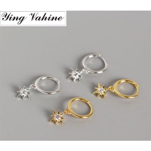 Ying Vahine New Arrival 100% 925 Sterling Silver Mini Zircon Star Pendant Small Stud Earrings for Women Free Shipping