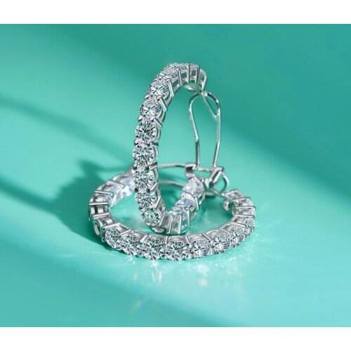 S925 Sterling Silver Luxury Diamond Hoop Earrings For Women Wedding Engagement Female Earrings Jewelry Gifts