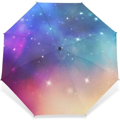 Space Planet Stars Universe Customized Non-automatic Umbrella Three Folding Travel Personalized Rain and Sun Men Umbrellas