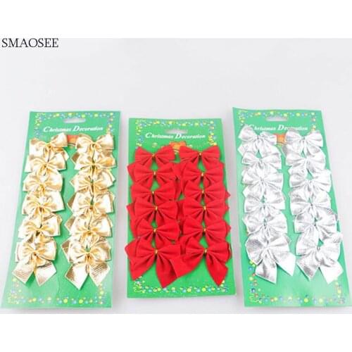 12PCS DIY Christmas Pendant Bowknot Christmas Tree Ornaments XMAS Party Decor Kids Gift Toys 2022 Christmas Decorations For Home