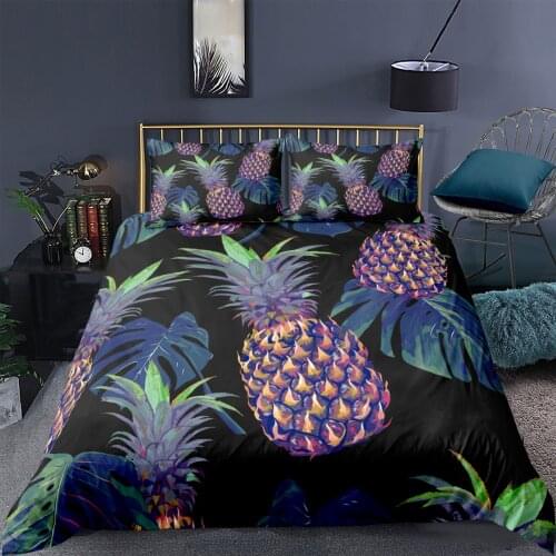 Luxury 3D Pineapple Print 2/3Pcs Comfortable Duvet Cover Pillowcase Bedding Sets Queen And King EU/US/AU Size Home Textile