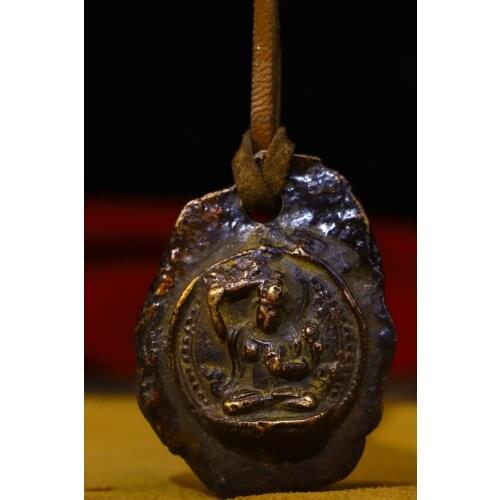 2"Tibet temple Old Bronze Hand beat Engraved Amulet Manjushri statue Pendant Town House Exorcism Ward off evil spirits