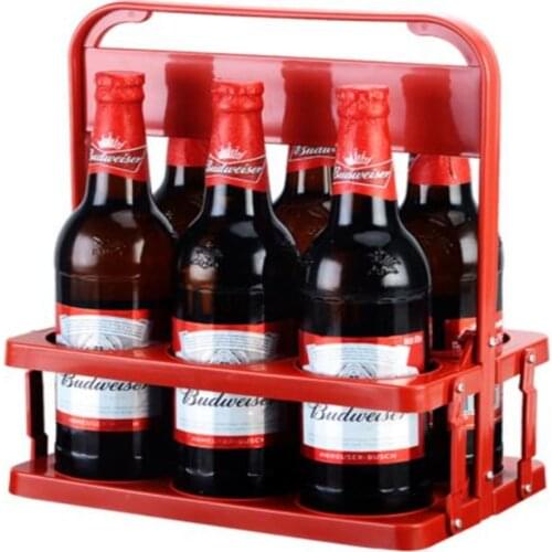 2021 Hot Sale Beer Plastic Basket Portable Blue Foldable Wine Basket Cup Holder