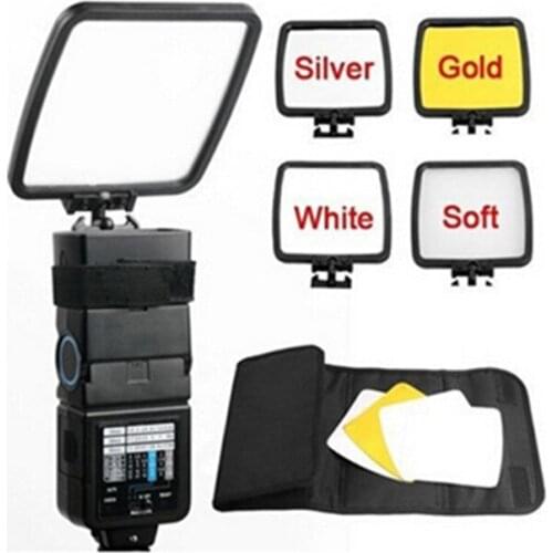 4in1 Color White Gold Silver Translucent with Carry Bag Flash Reflector Diffuser for Canon Nikon Sony Yongnuo Metz 600EX 580EX